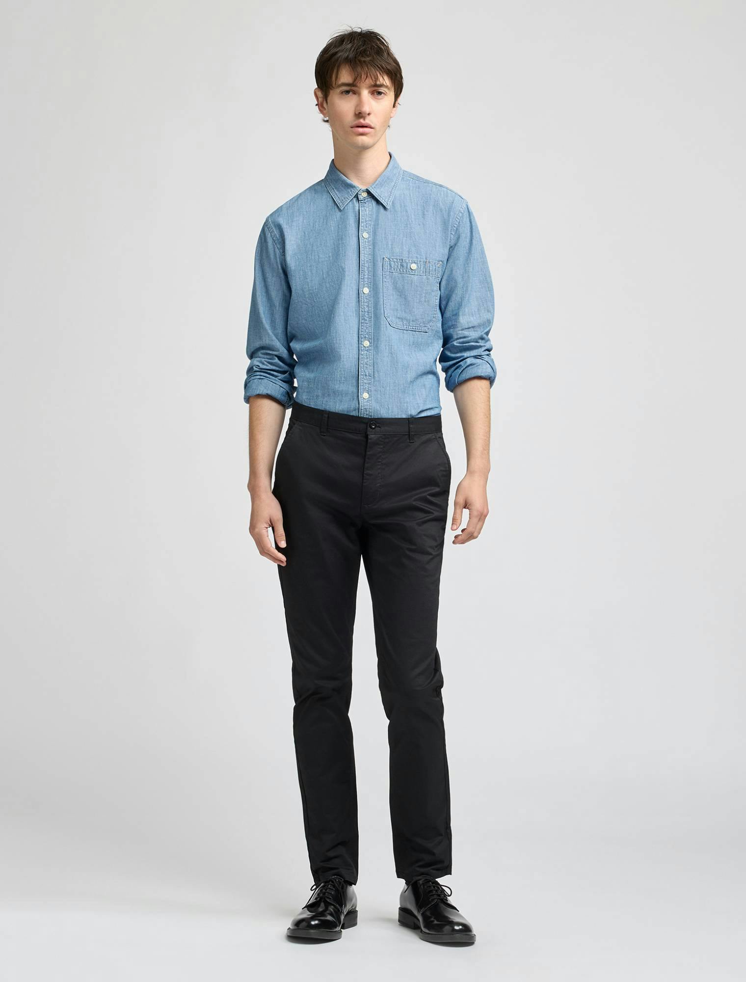 Men's Long Sleeve Chambray Shirt - Denim Blue